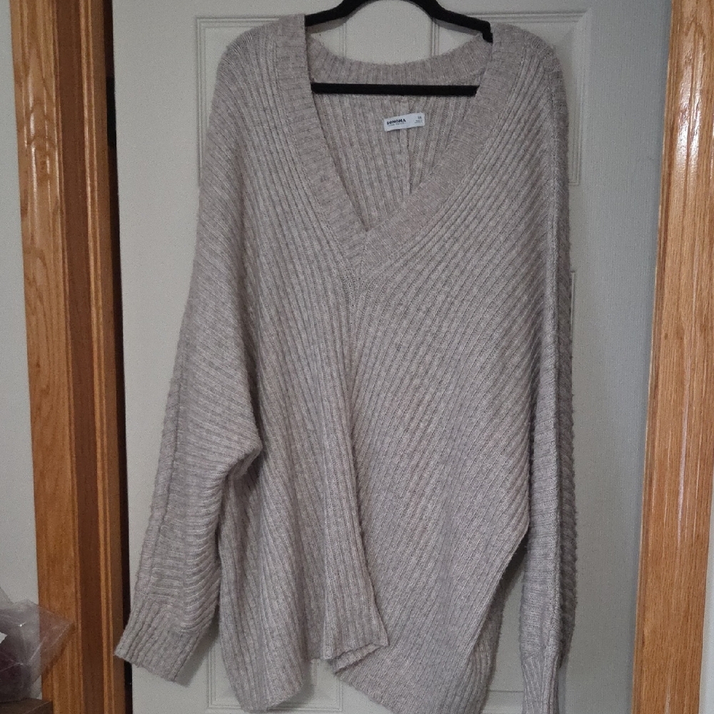 Sonoma Beige V-Neck Sweater